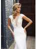 Cap Sleeves Ivory Glitter Sexy Wedding Dress